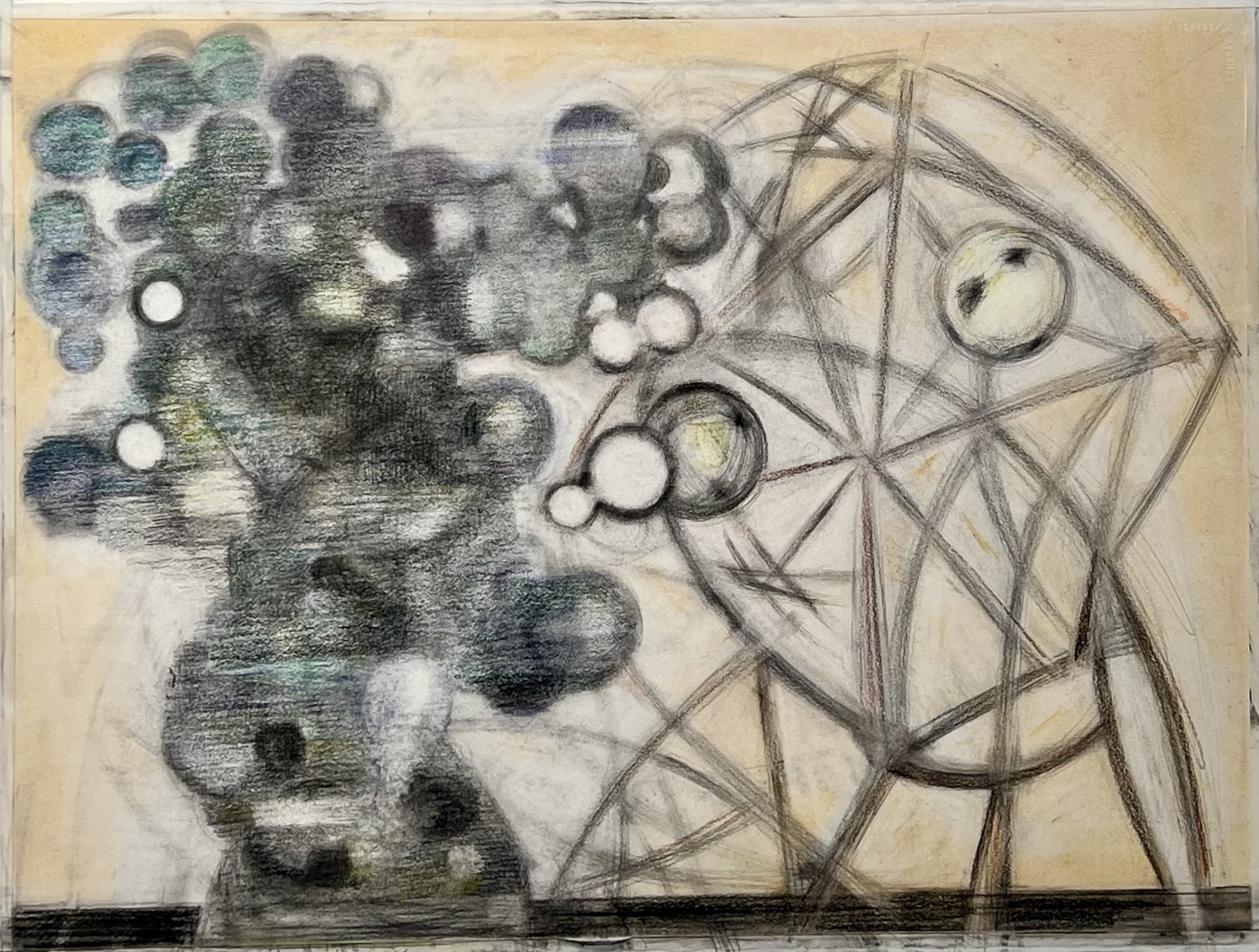  'Coppia veridian - trellis'                  Mixed media on paper | 22x30 &nbsp; 