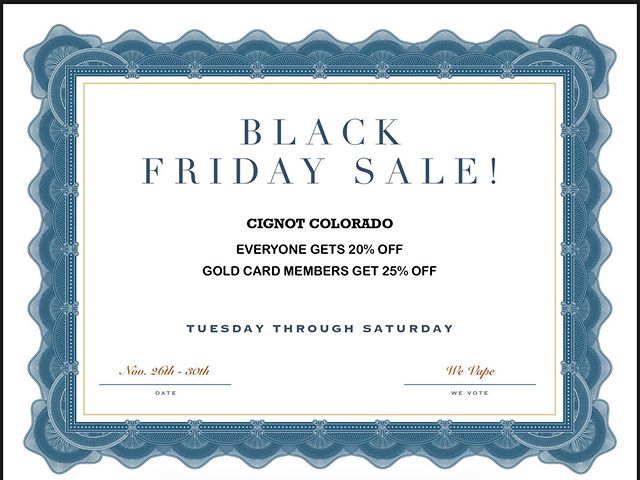 Black Friday starts Tuesday at Cignot Colorado. #Denver #Arvada