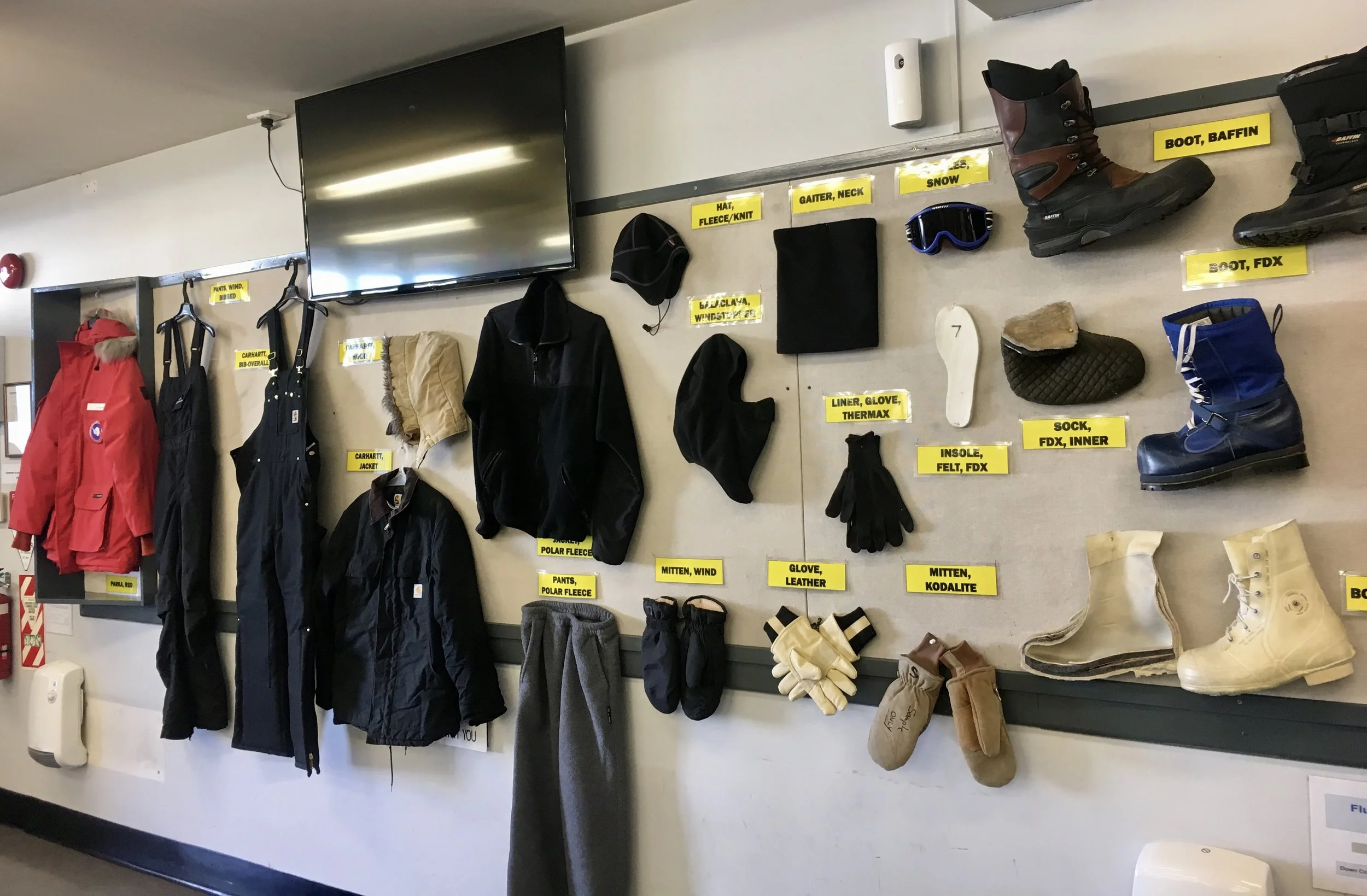 Some examples of the Extreme Cold Weather (EWC) gear issued to U.S. Antarctic Program participants