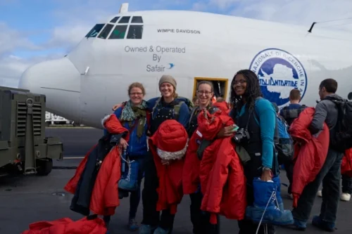 Boarding the plane in Christchurch