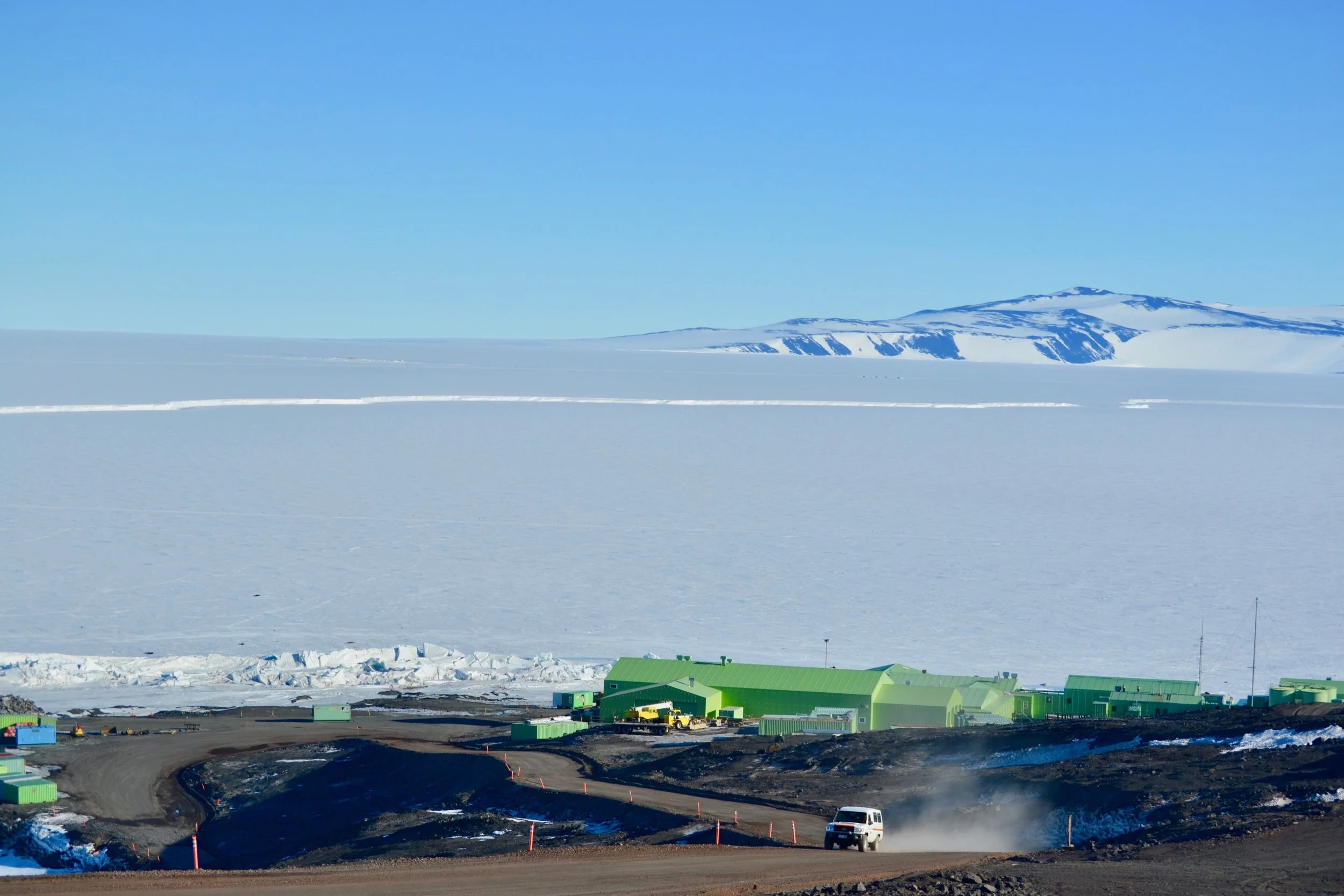 A view of Scott Base, the New Zealand station about 1.5 miles down the road from McMurdo