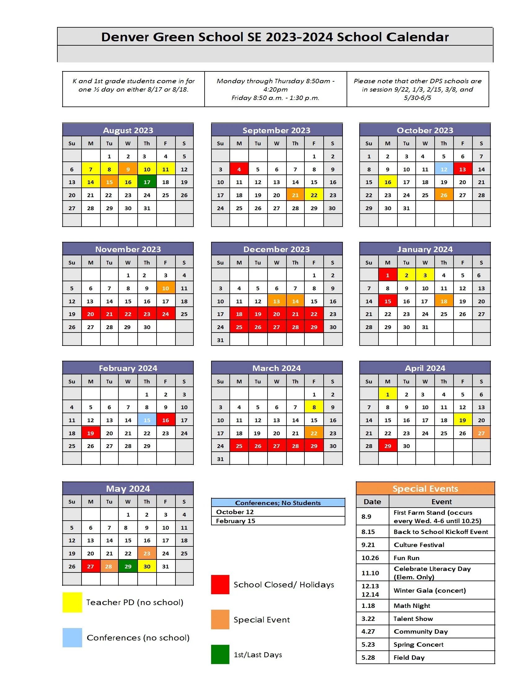 Calendar — Denver Green School