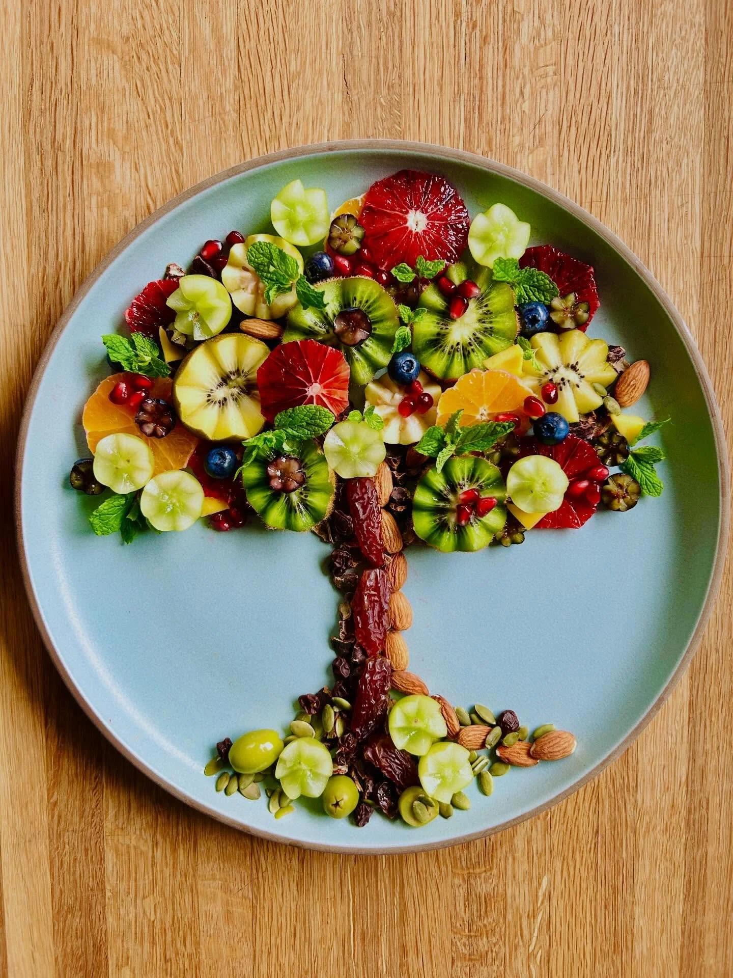 Annual fruit tree platter for Tu Bishvat&mdash; a holiday that beings tonight to celebrate the new year for the trees, when the sap starts to rise to prepare for Spring. 

This year&rsquo;s platter includes blood orange, kiwi, guava, mango, pomegrana