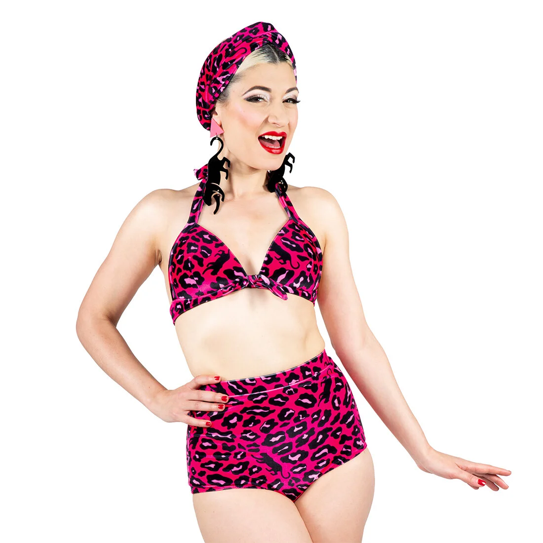 FRIDA LAS VEGAS Pink Leopard High Waist Vintage Inspired Bikini