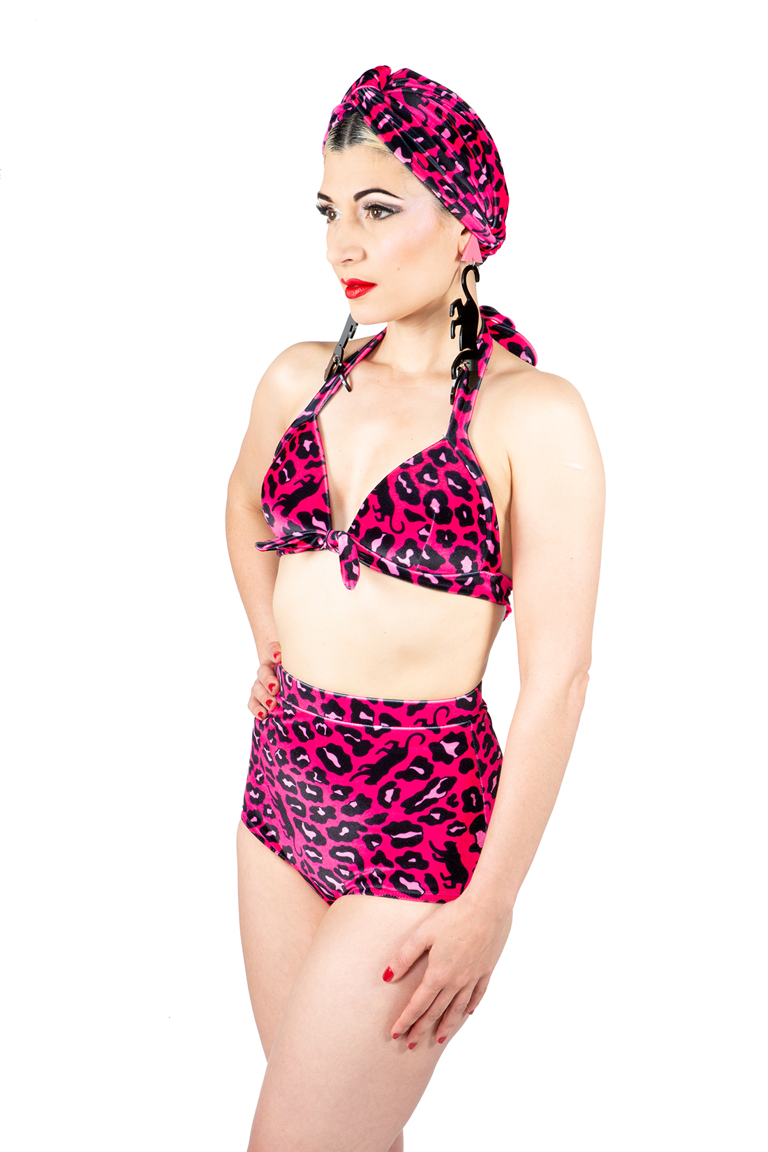 FRIDA LAS VEGAS Pink Leopard High Waist Vintage Inspired Bikini