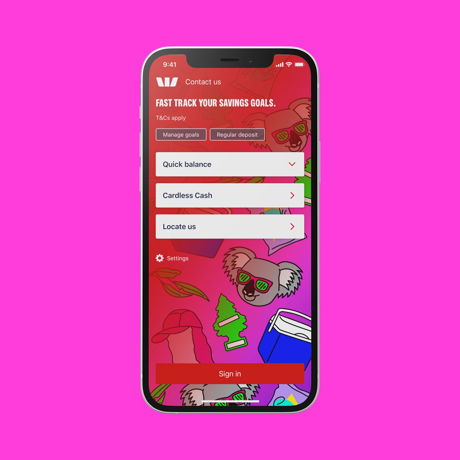 Banking app wallpaper design for Westpac, 2021