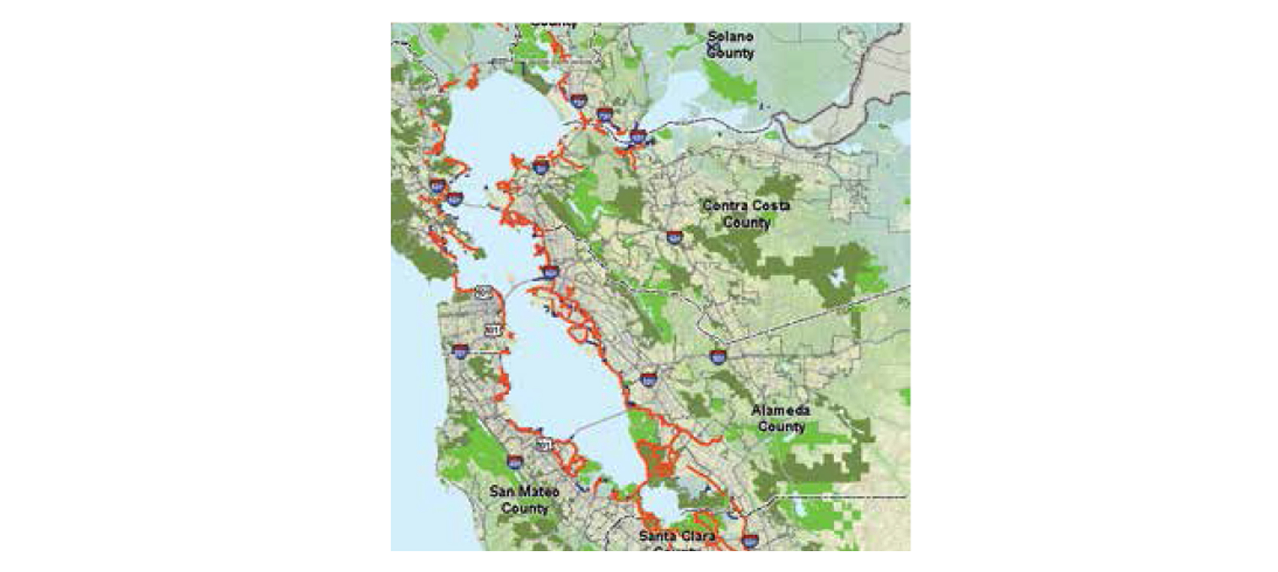Map demarcating all of BCDC's designated shoreline public spaces 
