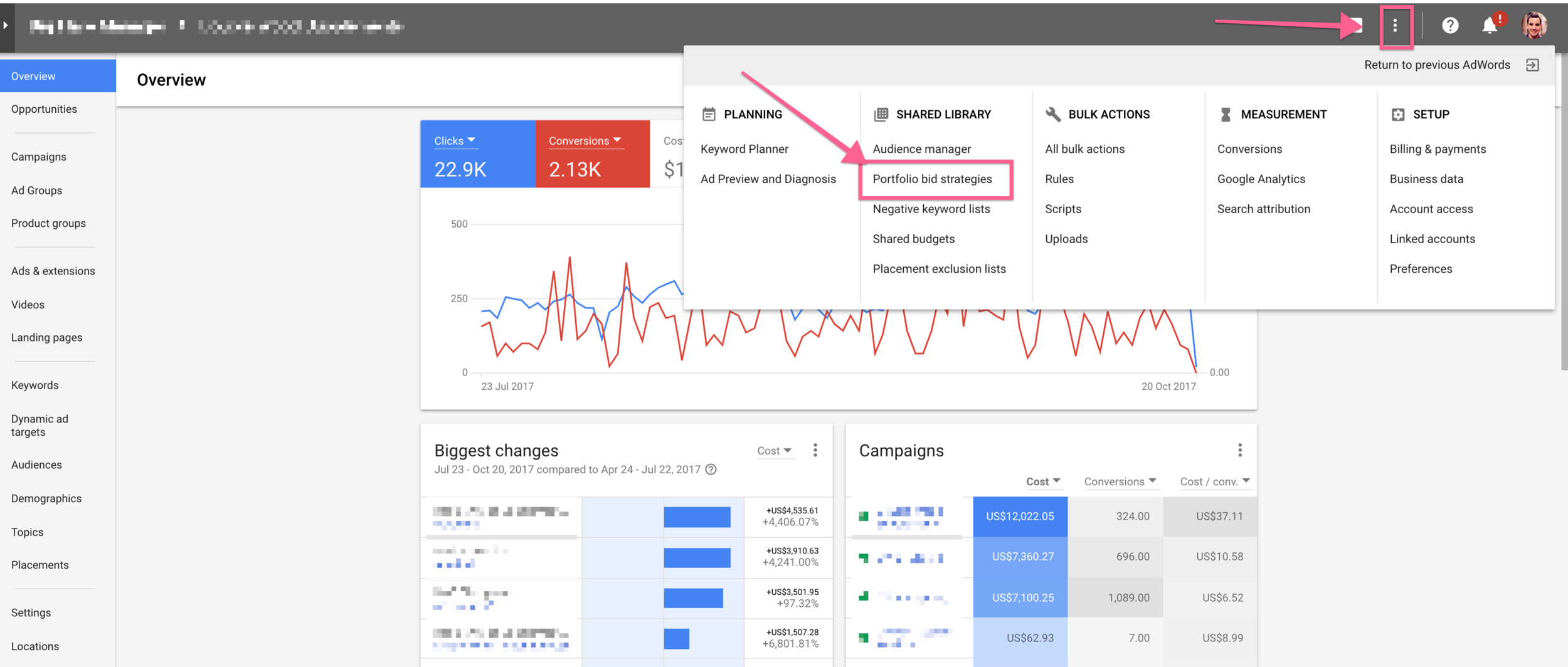 portfolio bid strategies in the new adwords interface.png