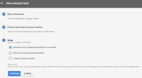  Registering a Google Sheet in the Merchant Center
