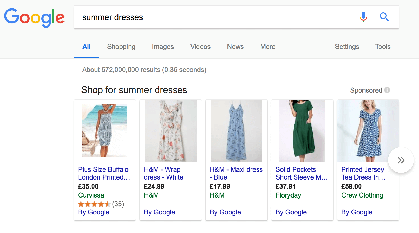 sumer dresses google shopping ads example.png