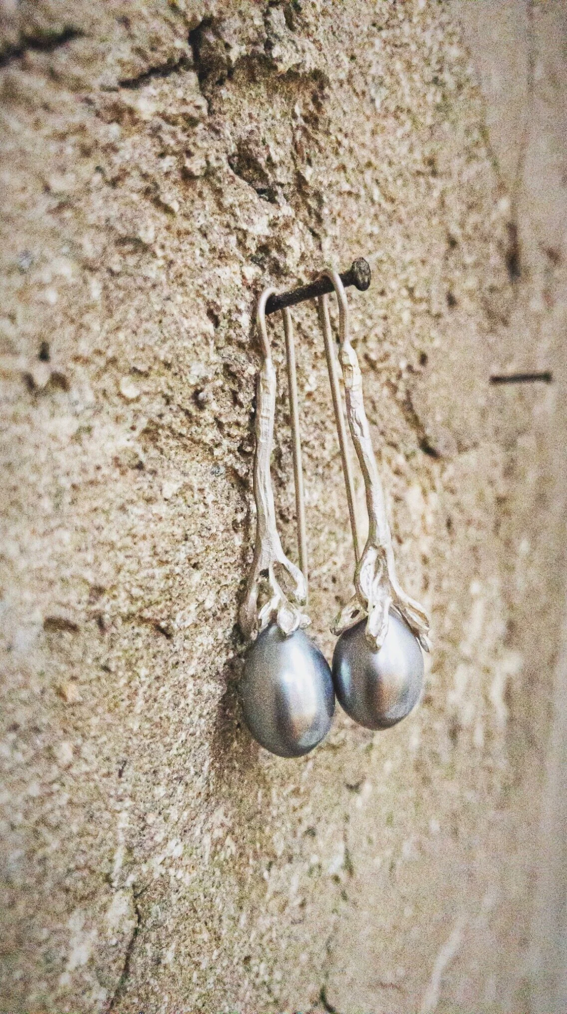 'Paradise' takjes oorbellen met echte Tahiti parels