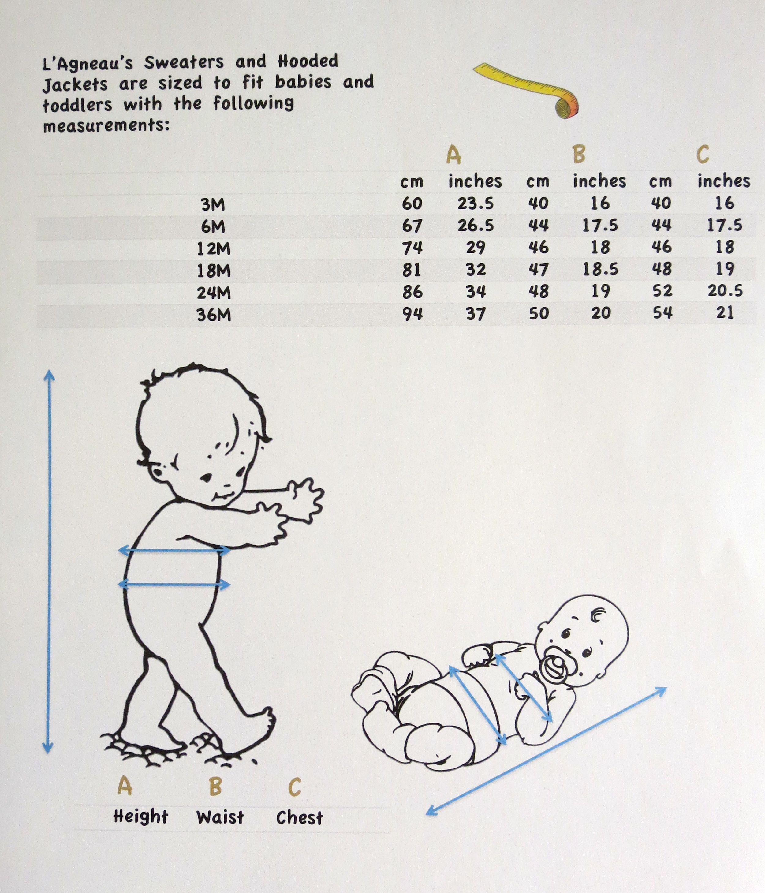 Baby Sweater Measurement Chart
