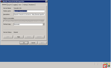 Icono de Tomcat en la bandeja del sistema