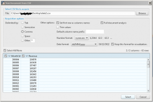 Importar datos del archivo CSV en Análisis predictivo