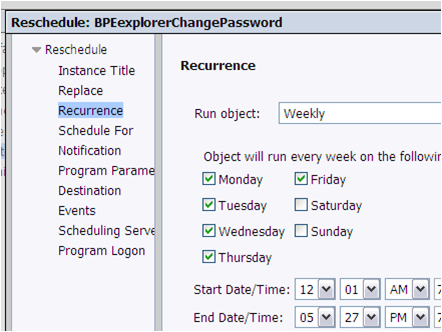 Scheduling recurrence