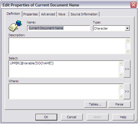 Select Current Document Name