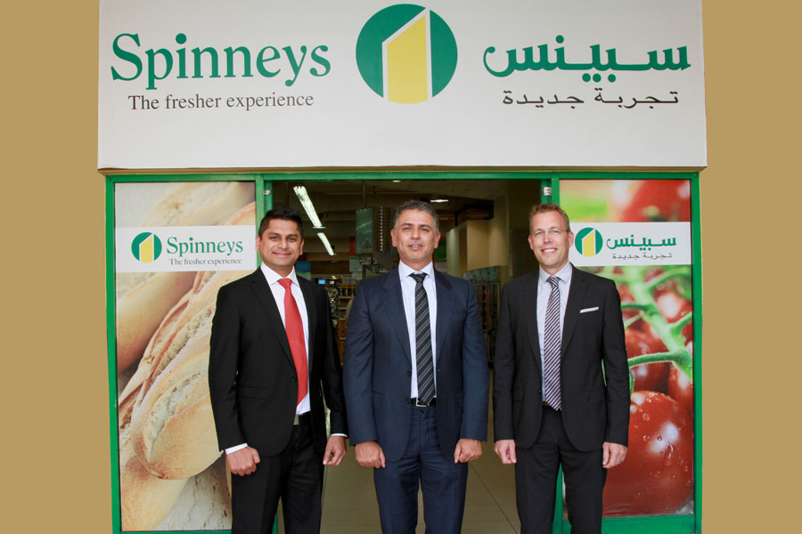 Rohith D’Souza (business analysis &amp; development Spinneys), Qais Gharaibeh (managing director – UAE, SAP MENA) and Marc Haberaland (managing director, Clariba) at Spinneys headquarters in Dubai