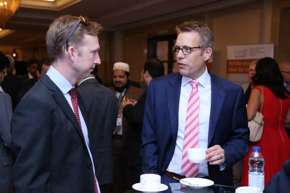 Marc Haberland networking at the MECA CFO Innovation Summit in Dubai