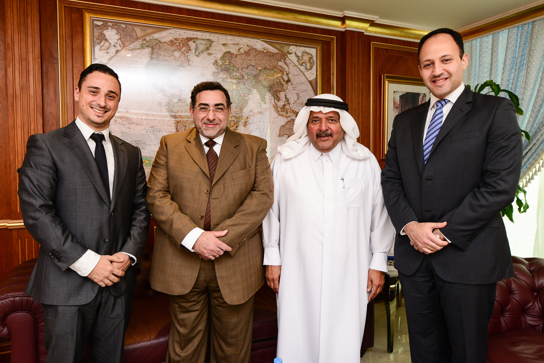 Left to right: Luca Spinelli, General Manager – Qatar, Clariba, Sherif Shehata, Chief Information Officer (CIO) – Integrated Information Systems – Middle East, HE Sheikh Faisal Bin Qassim Al Thani, Chairman and CEO, Al Faisal Holding, Gergi Abboud, …