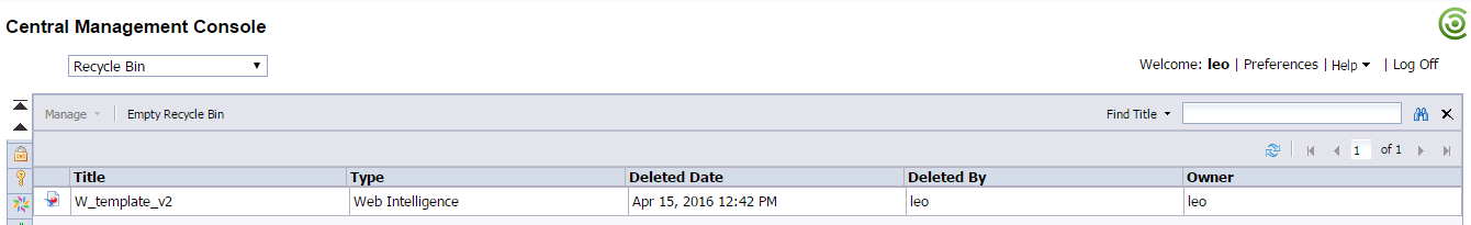 Example of Recycle Bin