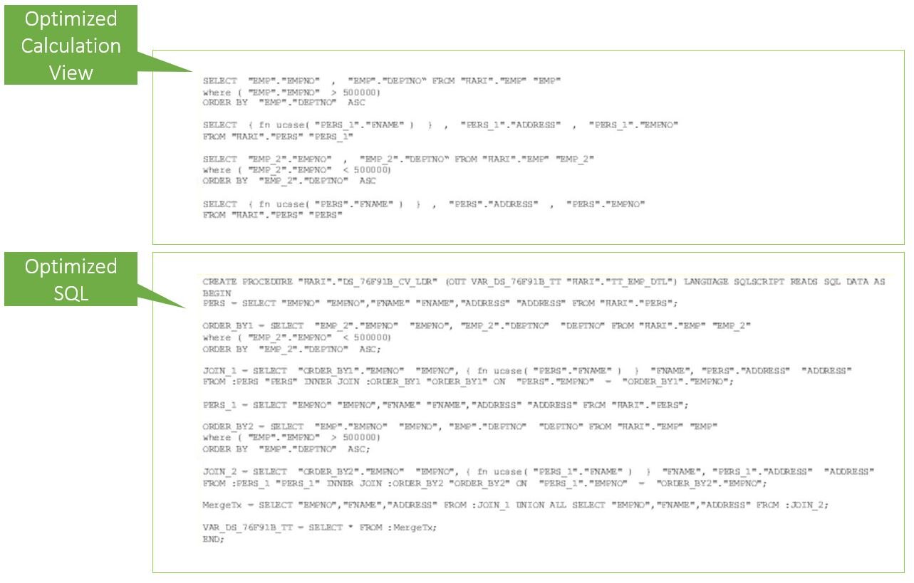 Optimizaciones - SQL y SAP HANA Calculation Views