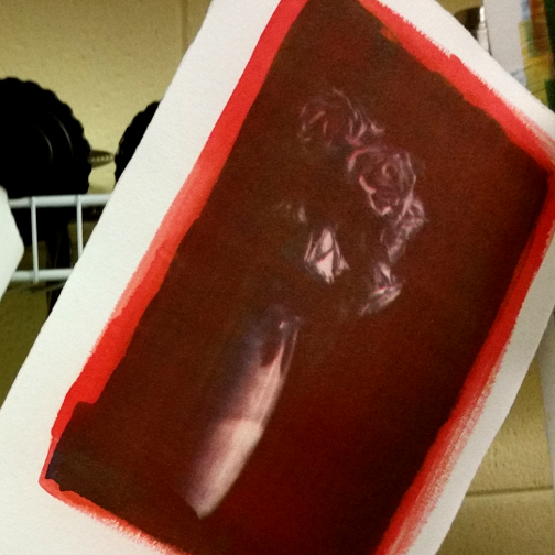 Image & tri-color gum print, © Mel Skerpon 2015
