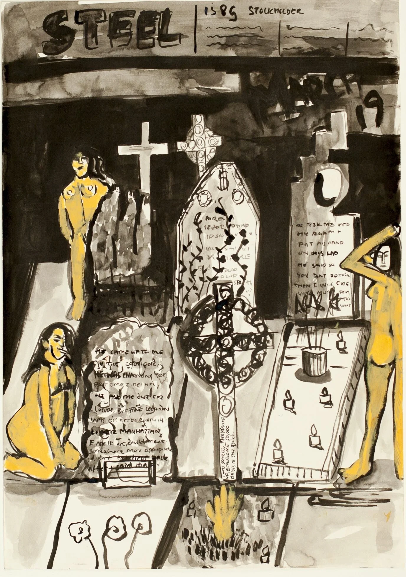Harriet_Poznansky_Oil_and_Ink_On_Paper_Calendar_Girls_Mourning_The_Dead_2020.jpg