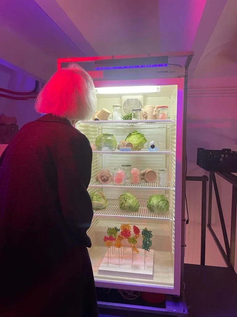  Installation shot of Food of War’s exhibition  ‘Uitmelken: Harvesting Money’  at PuntWG Gallery, 2023  