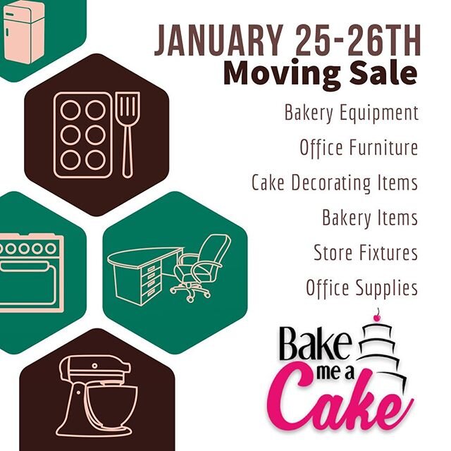 We are Moving!! Attention Central Florida...As we get ready for our Big Move we are having a Cake/Bakery Garage Sale this Saturday and Sunday from 9 am to 3 pm both days at our bakery in Altamonte. If you are any kind of baker or sugar artist you won
