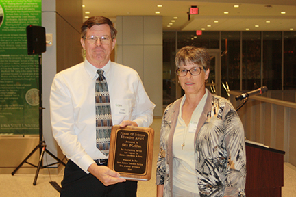 Peter Holden, North Tama Schools & Mayor of Traer receives Friend of Science Award presented by Kelen Panec.