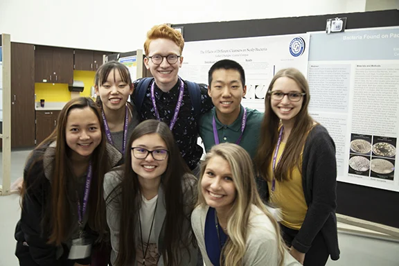 A few of the 100 happy Iowa Junior Academy of Science attendees.