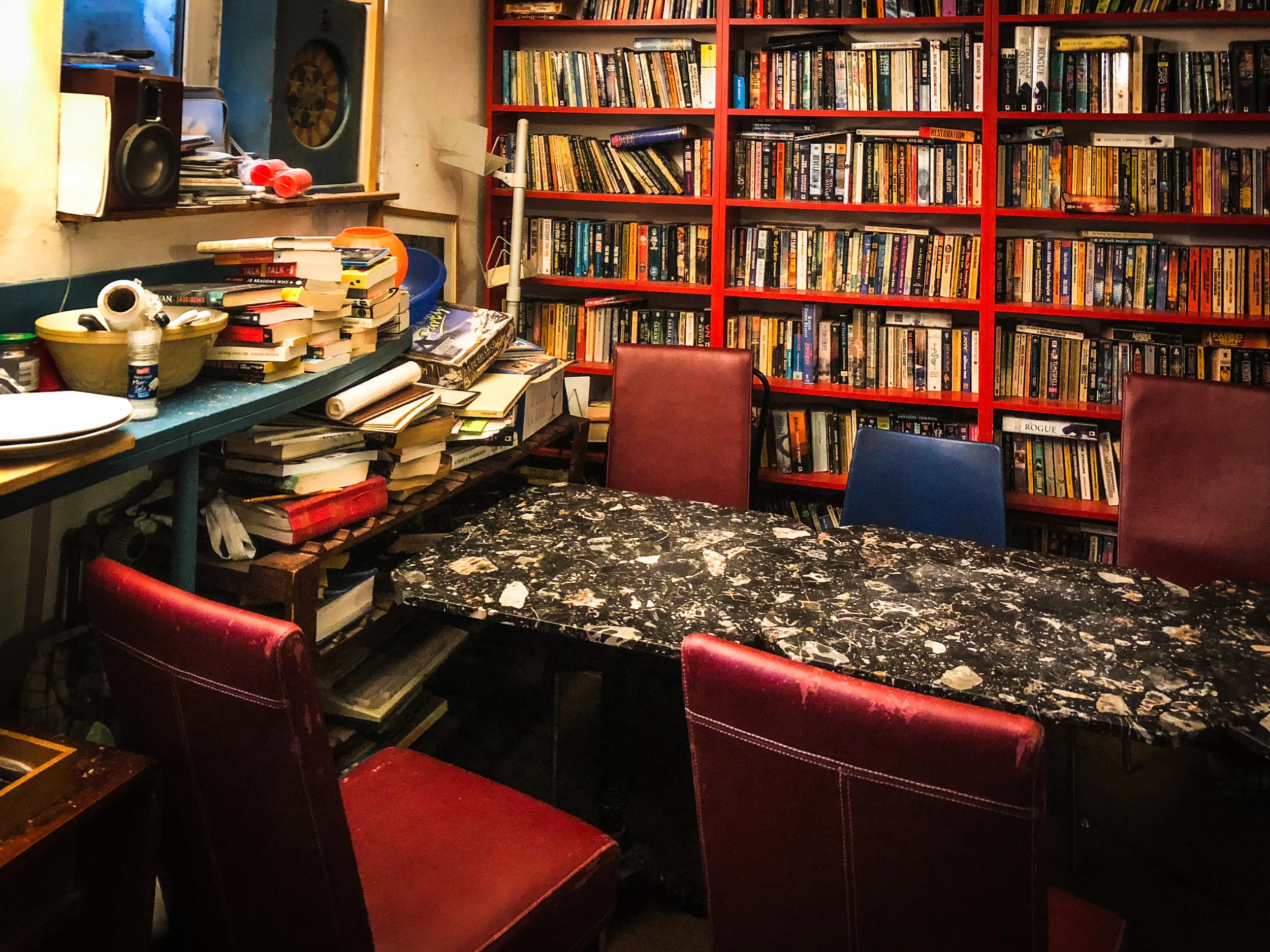 The bookshop basement used for the writers' meet-up