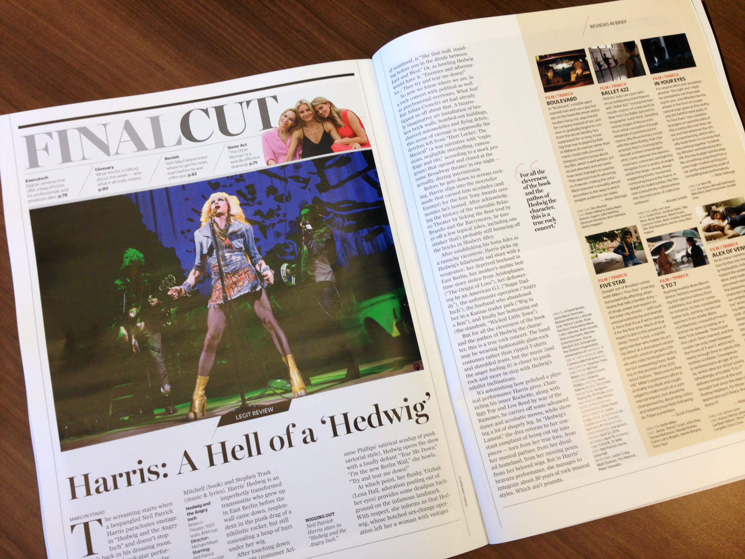 Final Cut, the back-of-book section, opens with film or television reviews