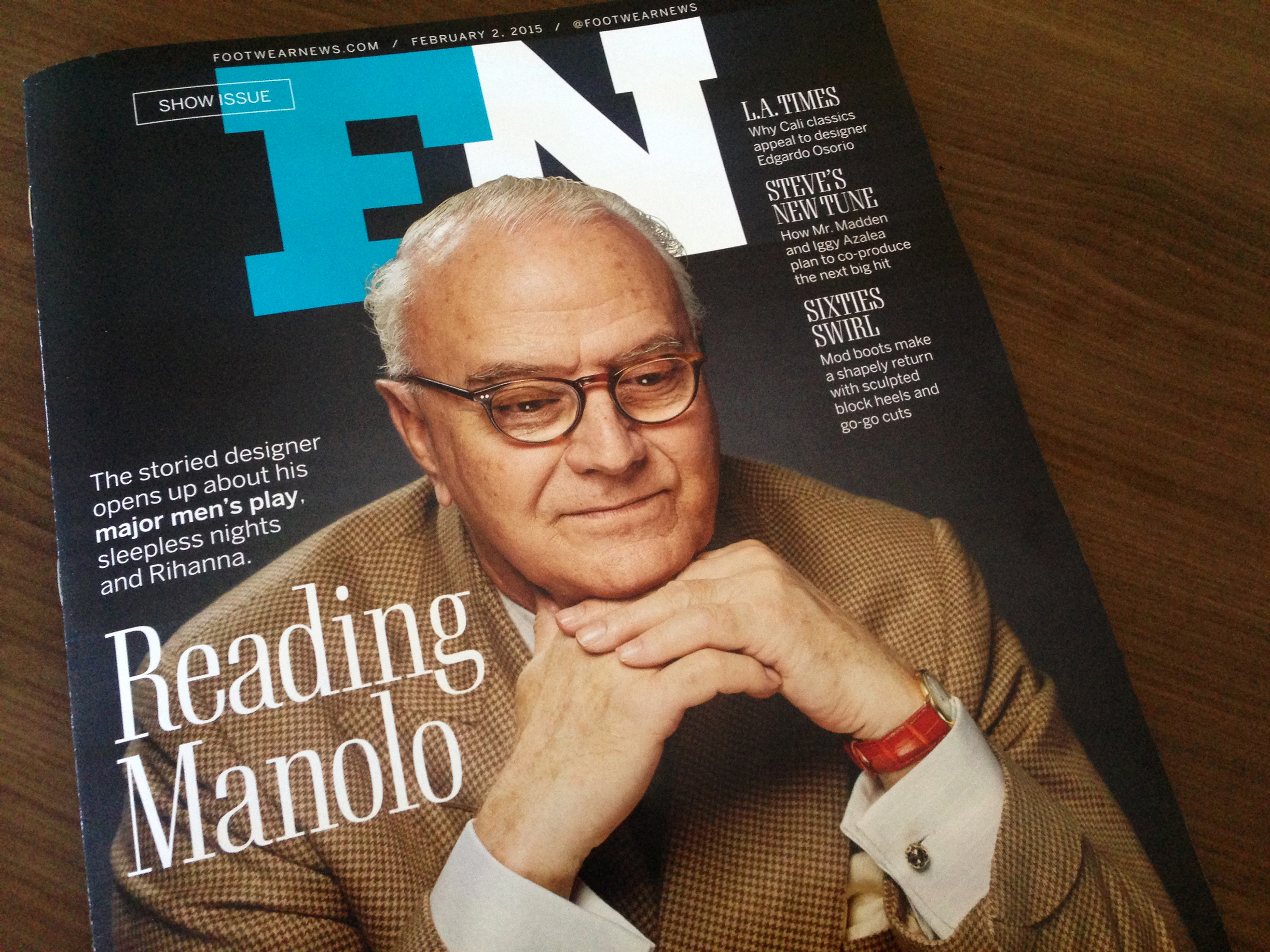 Manolo Blahnik, o riginally slated to be the relaunch cover story until Vince Camuto passed a day before shipping files to the printer. 