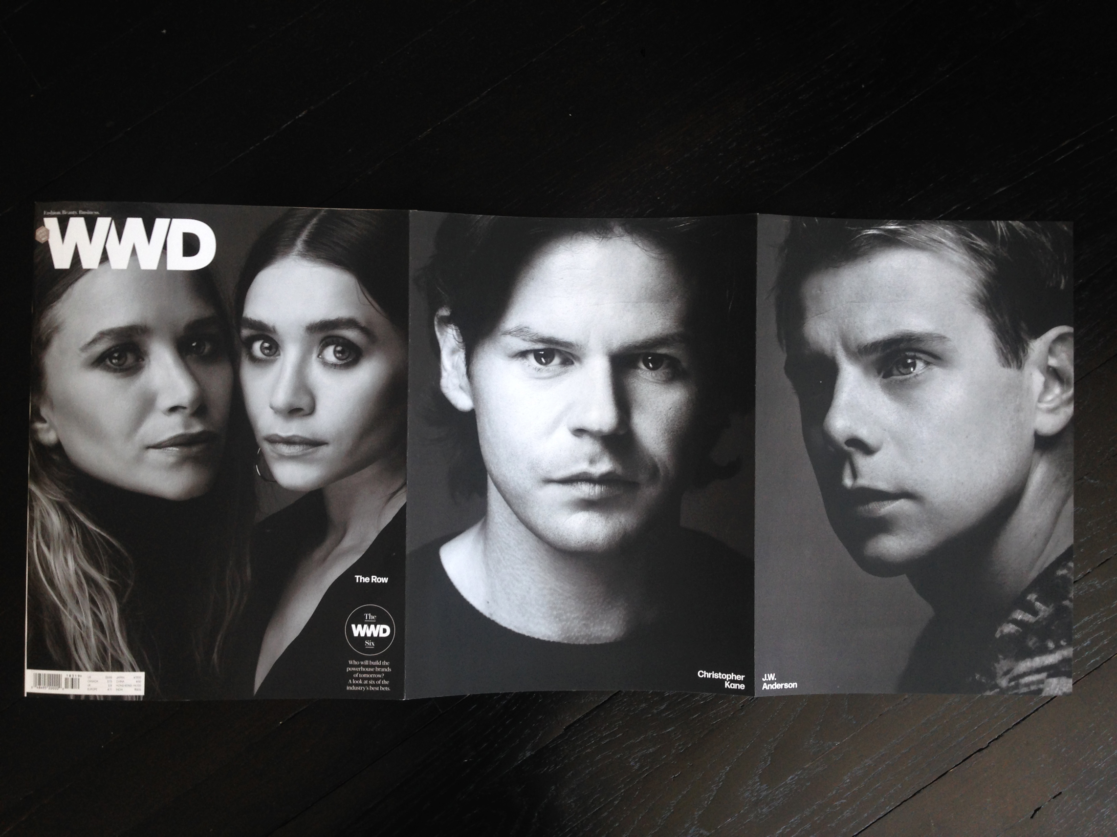 Triple gatefold B, featuring The Row, Christopher Kane and J.W. Anderson. Photography by Nigel Parry.
