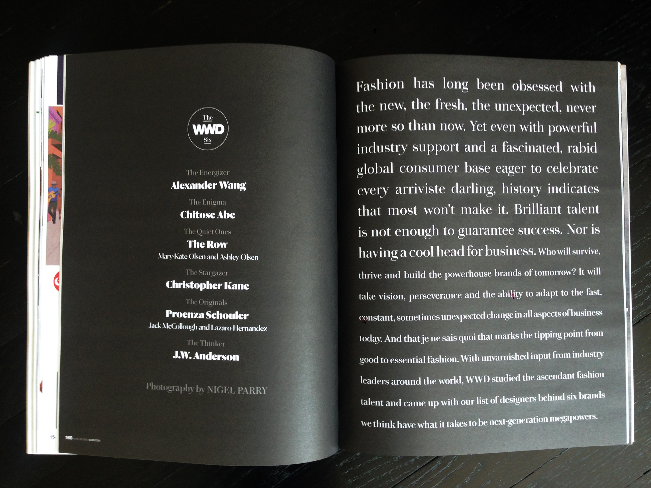WWD 6 Package opener. Type set in Chiswick and Dala Moa, both from Commercial Type.
