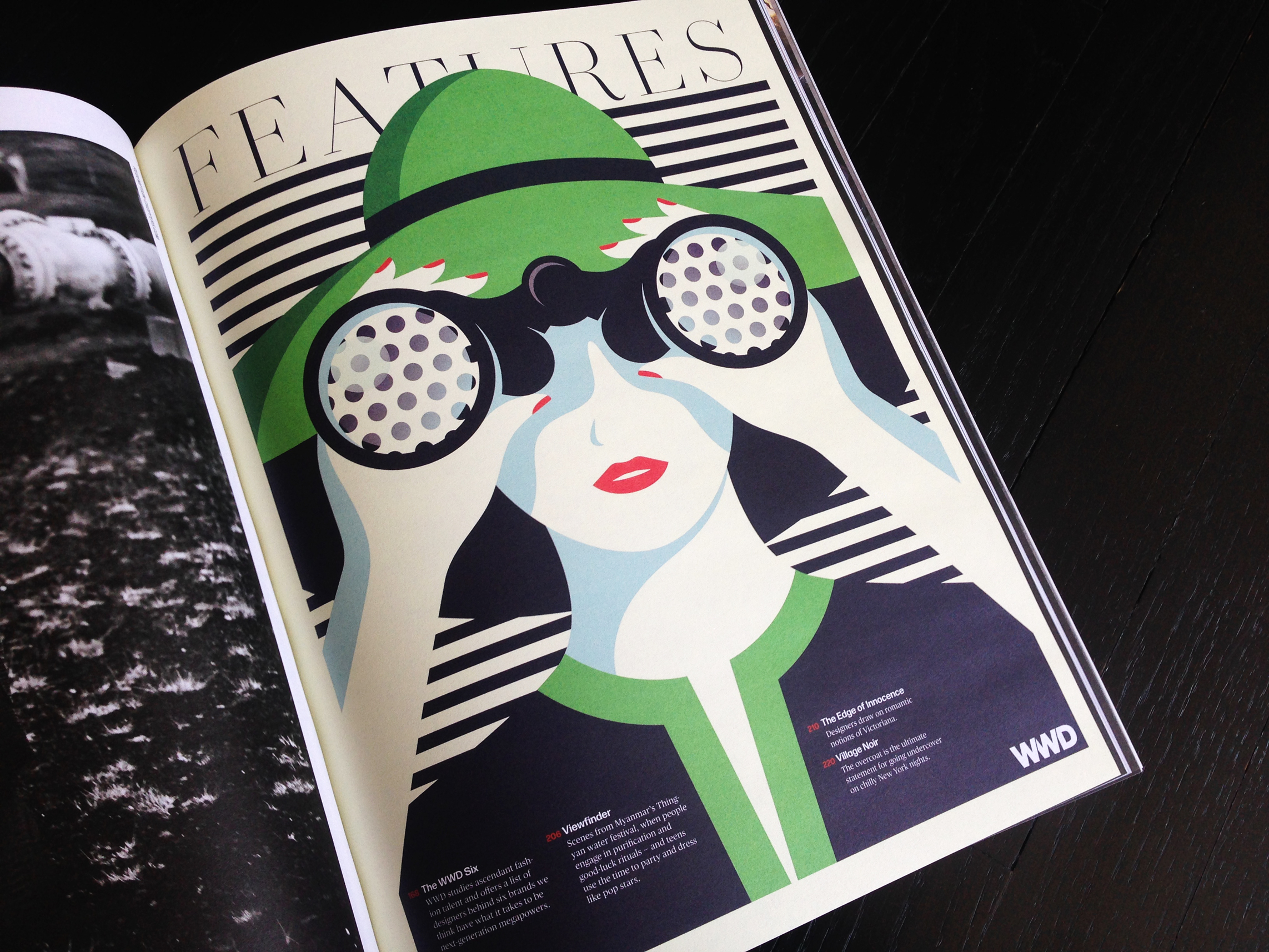 An illustrated right-hand-opener welcomes the reader to the feature well and resets the pacing
