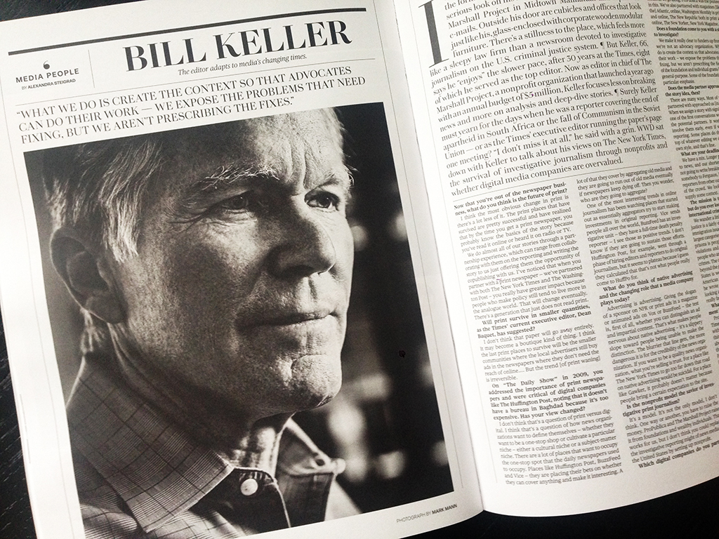 A dialed-in Media People section now featuring portraits by Mark Mann