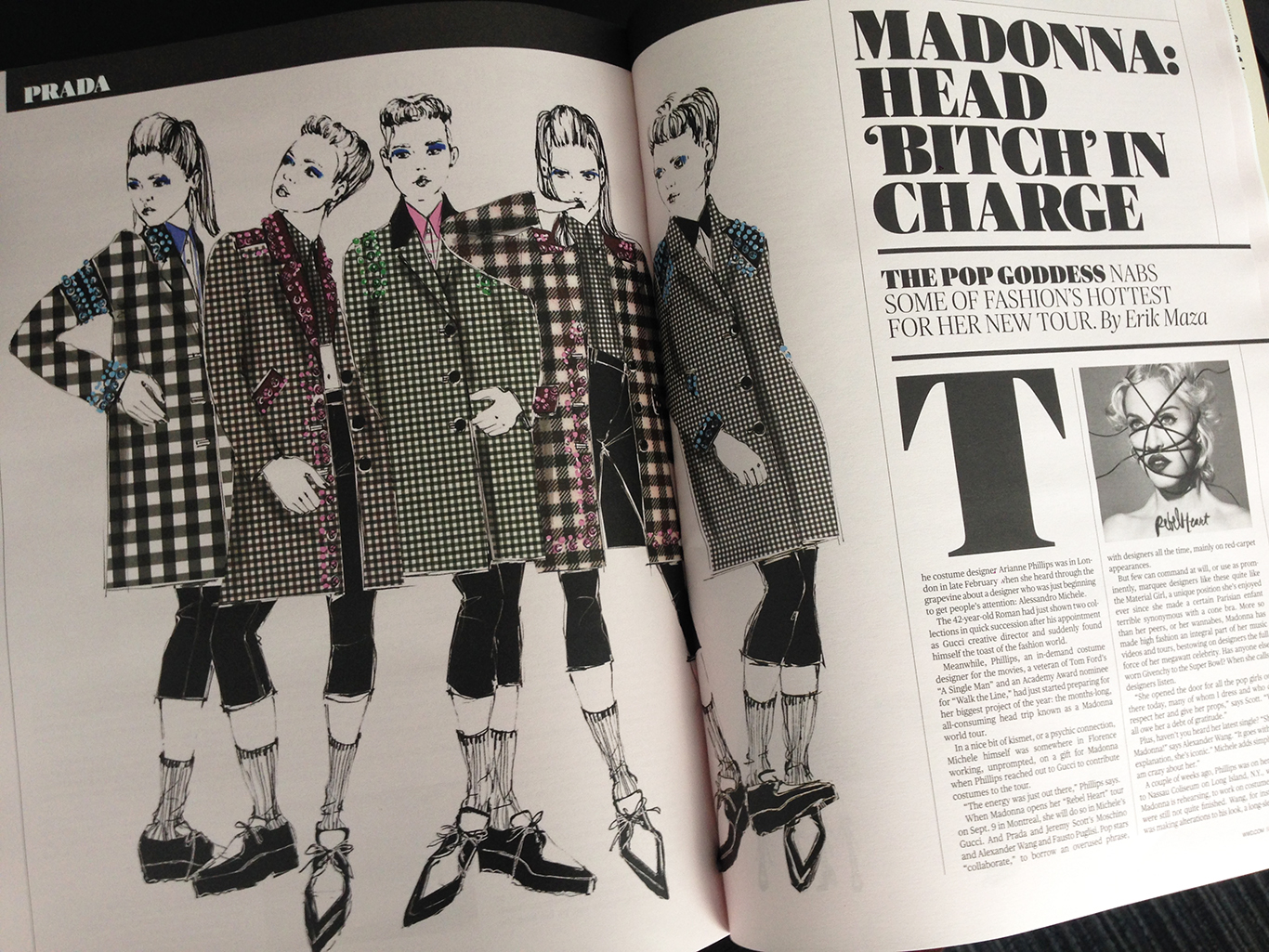 Designer sketches for Madonna's upcoming tour. Layout by Nick Mrozowski