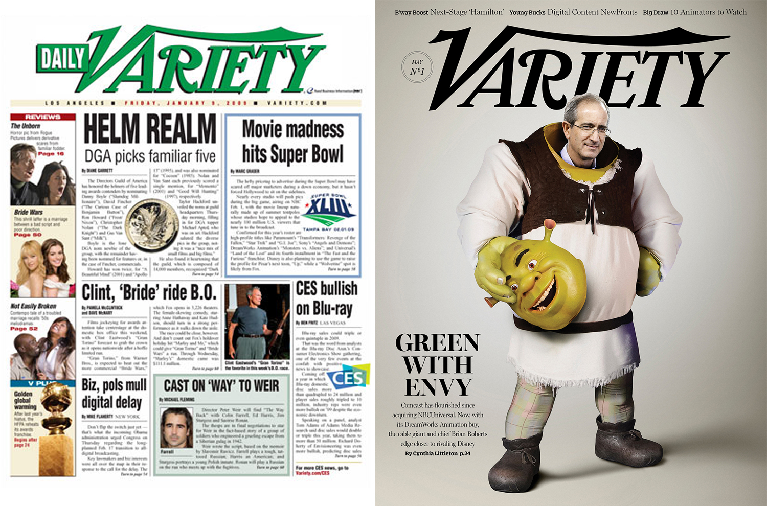 Previous logo (left) on the old daily edition and the newly redrawn logo (right) on the weekly magazine.