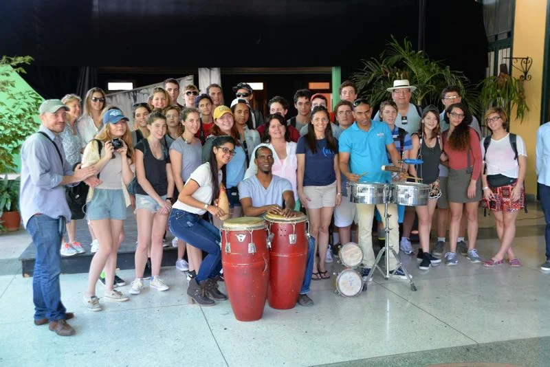 A group photo of Pierson High School students and their faculty chaperones at an interactive musical workshop in Havana, Cuba. Peter Solow photo