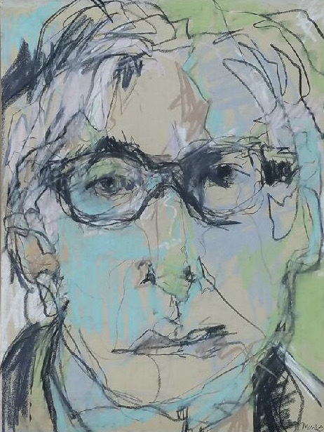 Cool Blues, Charcoal and Pastel on Paper, 24" x 18"