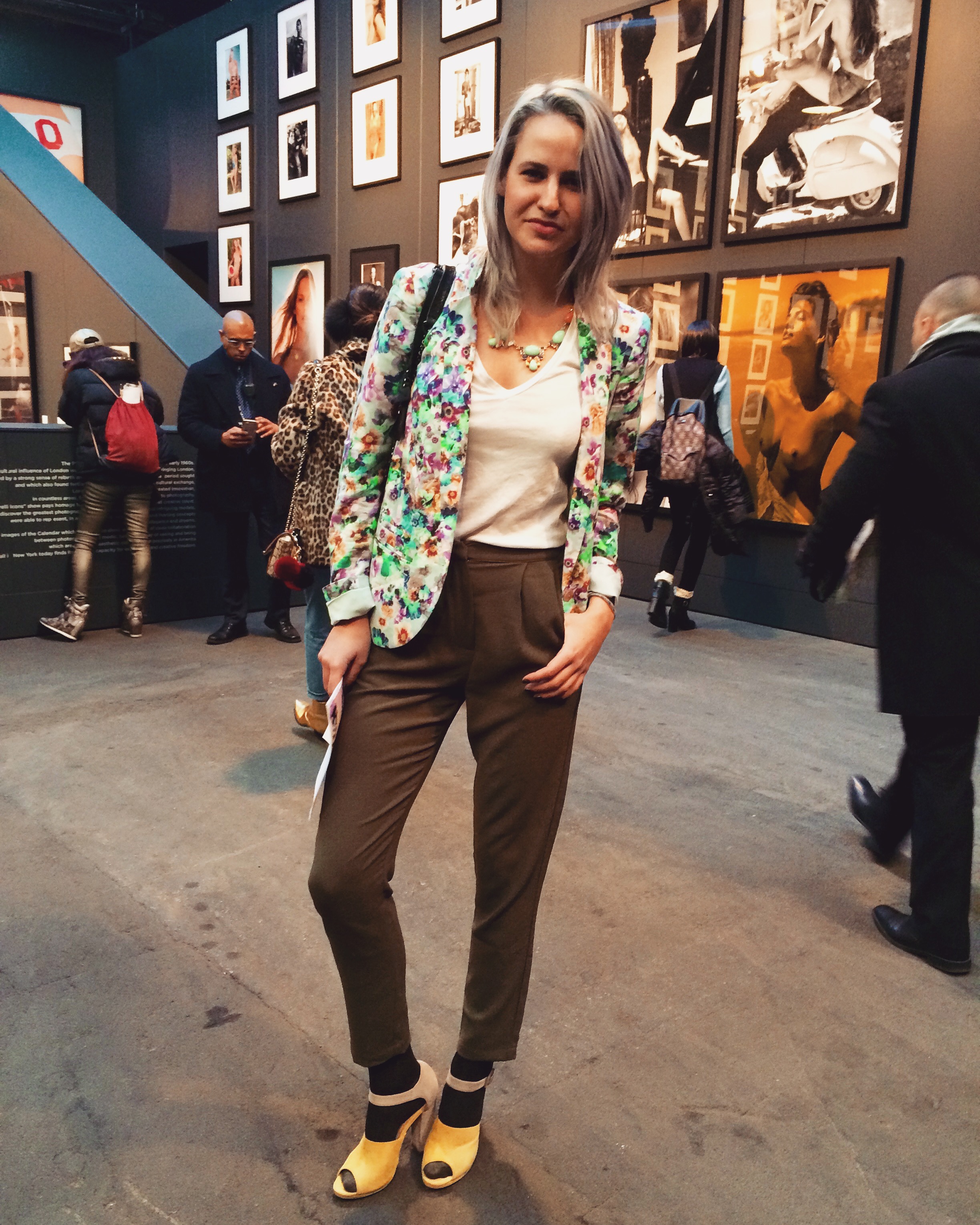 Heels: Cole Haan, White V-Neck: J.Crew Location: NYFW