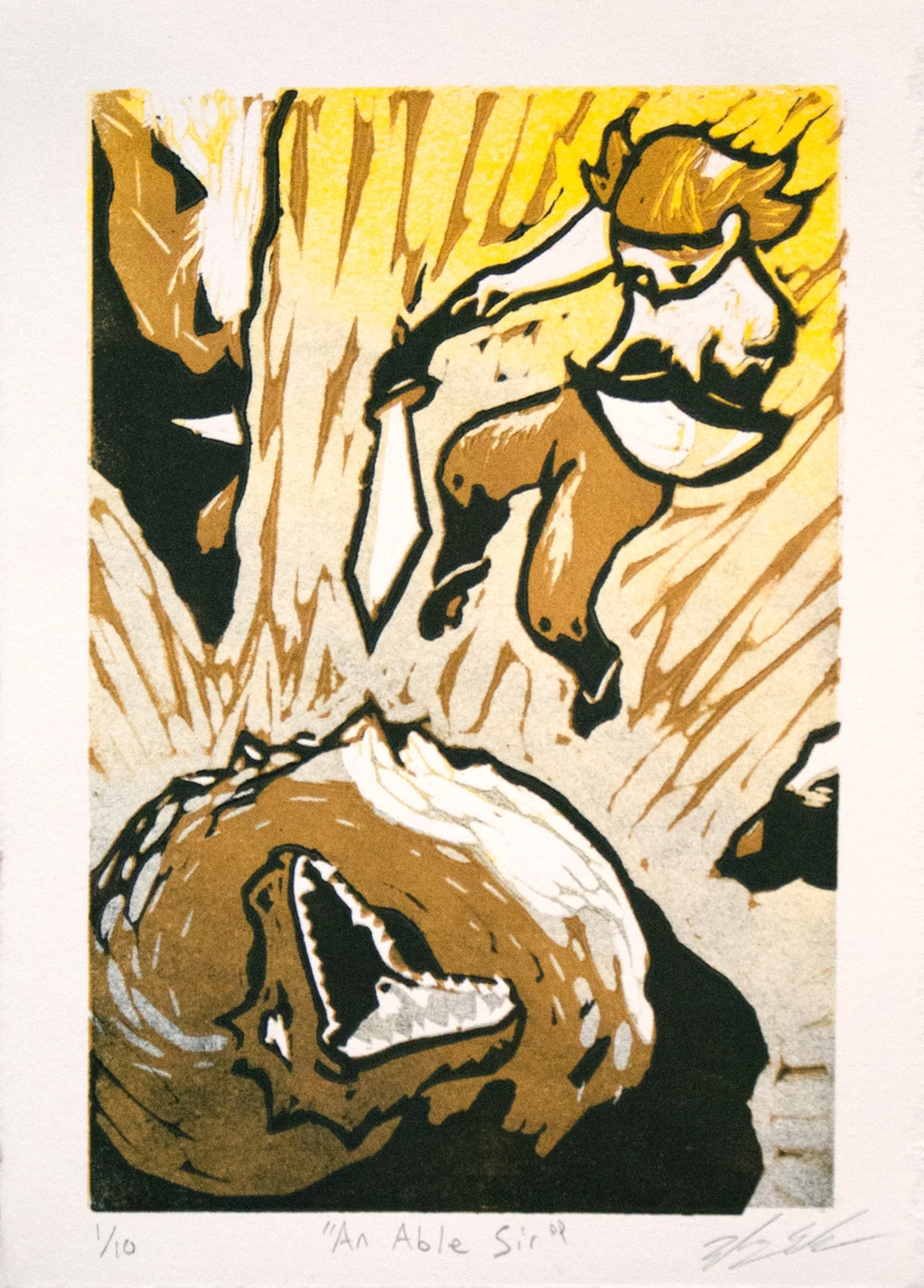 An Able Sir, Linocut