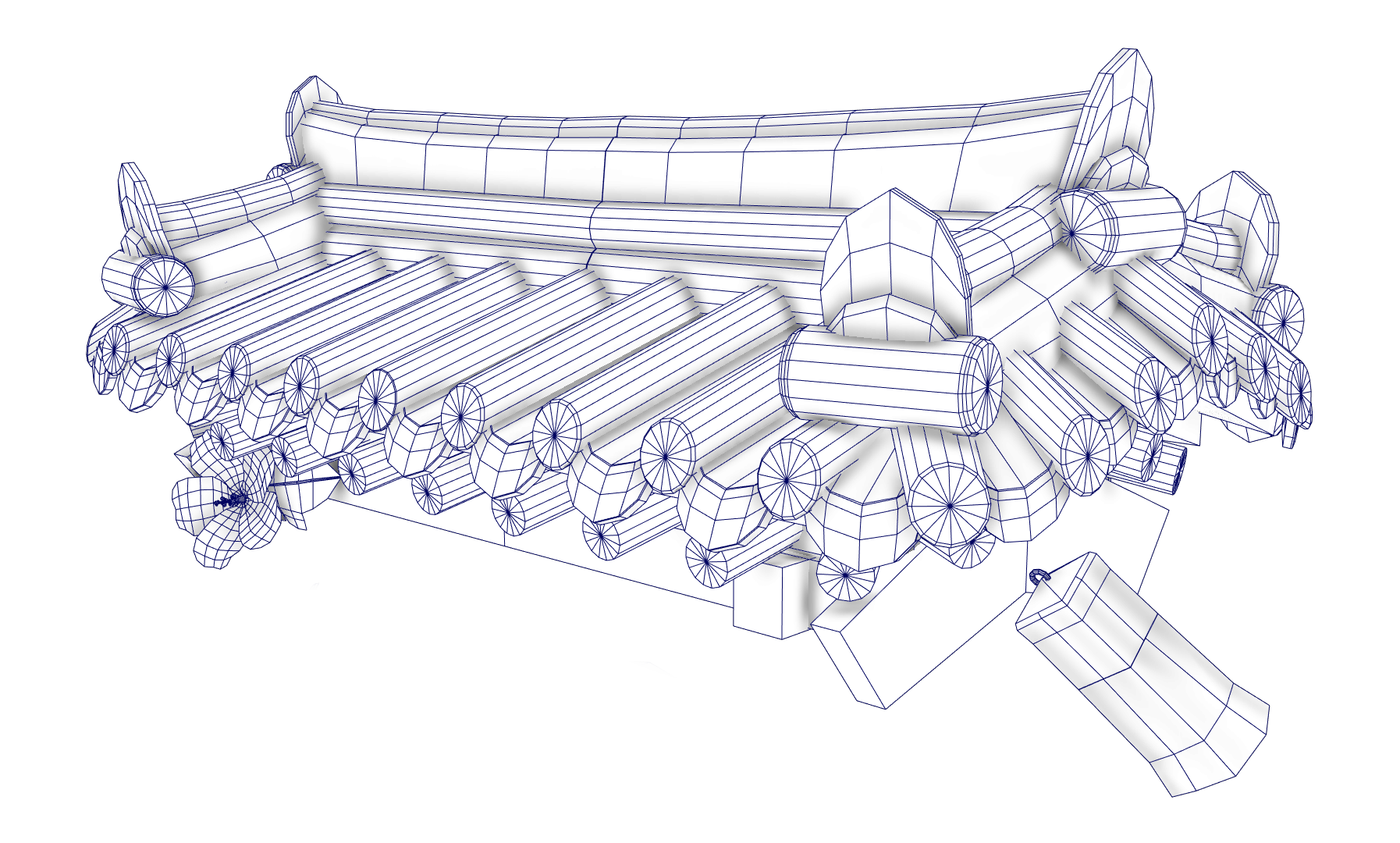 Soseul entrance roof model wireframe view