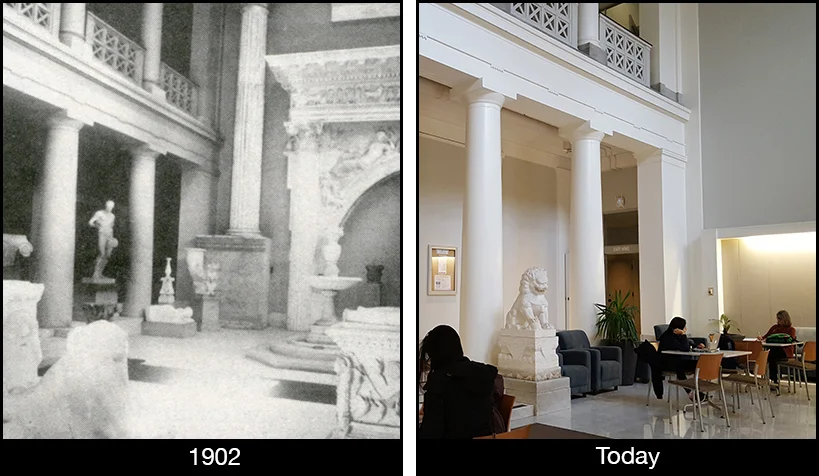 Views of the Robinson Hall lobby through time.