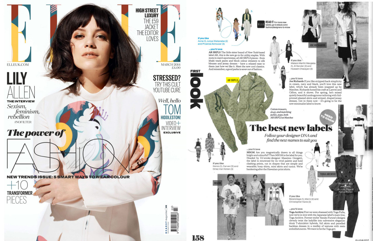 AR SRPLS was featured in the ELLE UK as one of the 'Best New Labels'
