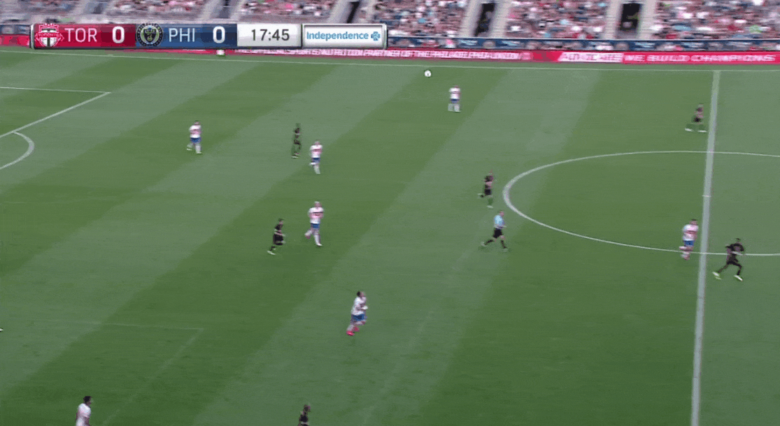 PHIvTOR 8/21/16: GIF of Delgado finding a pocket and distributing to Giovinco's 'column' .