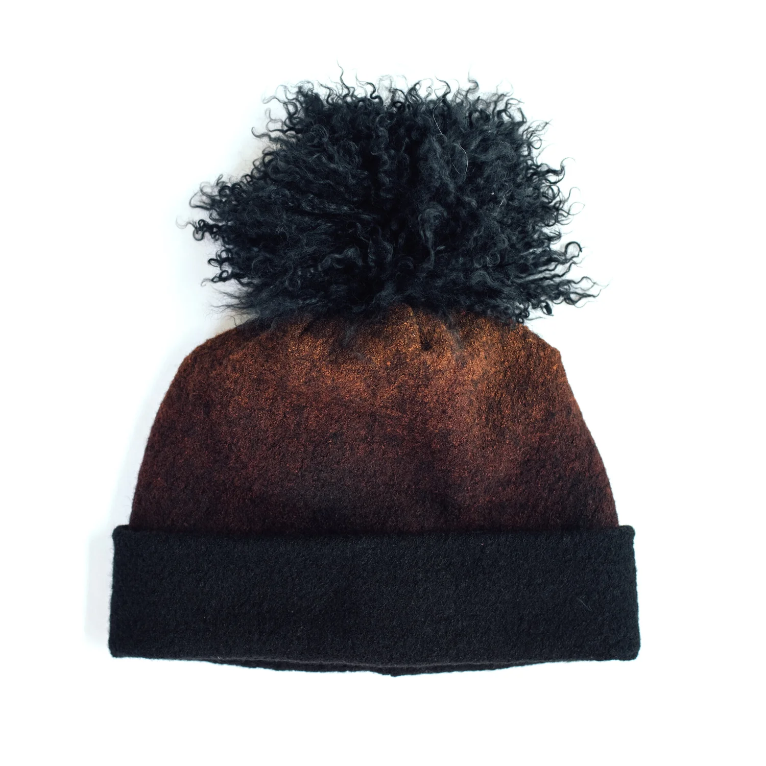 ARAE Black Freya Boiled Wool Polar Fleece Mongolian Fur Pom Pom Beanie Hat OS Samshield Mira Women main image 3