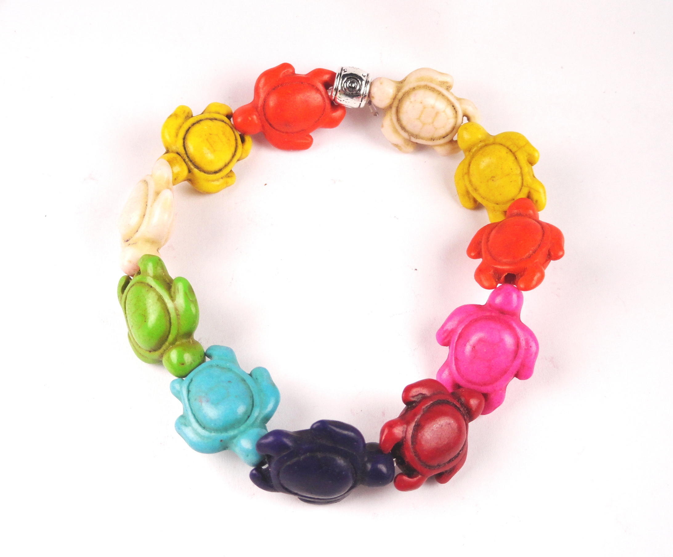 Rainbow turquoise stone save the sea turtle bracelet